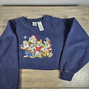 Vintage 90’s The DISNEY Store Snow White 7 Dwarves Blue Fleece Sweatshirt XL